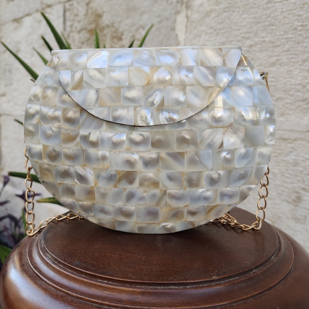 Elegant Shell Mosaic Clutch